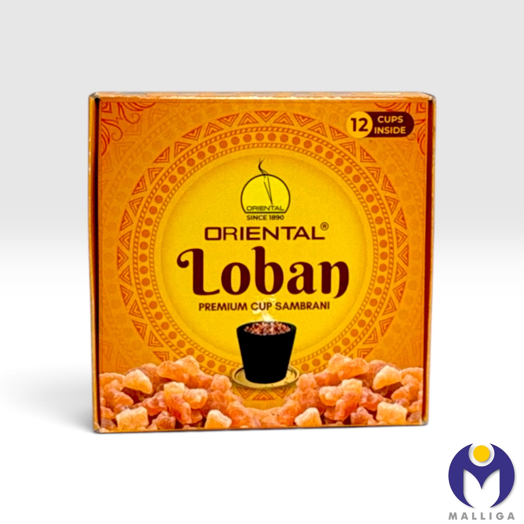Oriental Premium Cup Sambrani (12 Cups) - Authentic Guggal & Loban Dhoop Incense for Pooja, Meditation & Energy Purification